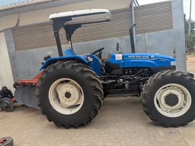 Tractor with implements at the farm